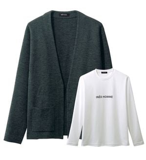 「＜ＩＮＥＤ　ＨＯＭＭＥ＞カーデアンサンブル（メンズニット・セーター）」｜チャコール