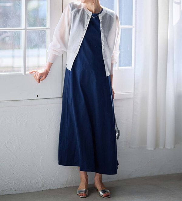 RANAN（ラナン）の「シルバーボタンシアーニットカーデ（ニットカーディガン）」｜詳細画像