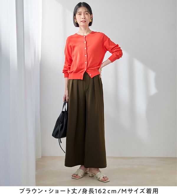 Viola e Viola（ヴィオラ エ ヴィオラ）の「さらさらＥＡＳＹ細魅せ叶う！とろみタックワイドパンツ（ワイドパンツ・ガウチョ）」｜詳細画像