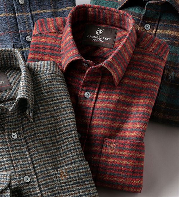 「＜コムルヴァン・オム＞コットンツイード柔らかボタンダウンシャツ（メンズシャツ）」｜アカ系レギュラー