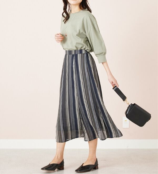 BELLUNA（ベルーナ）の「シフォン素材プリント使いスカート（ロングスカート）」｜詳細画像