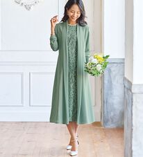 BELLUNA（ベルーナ）の「ロングジャケット花柄レースワンピースアンサンブル（ワンピースセットスーツ）」