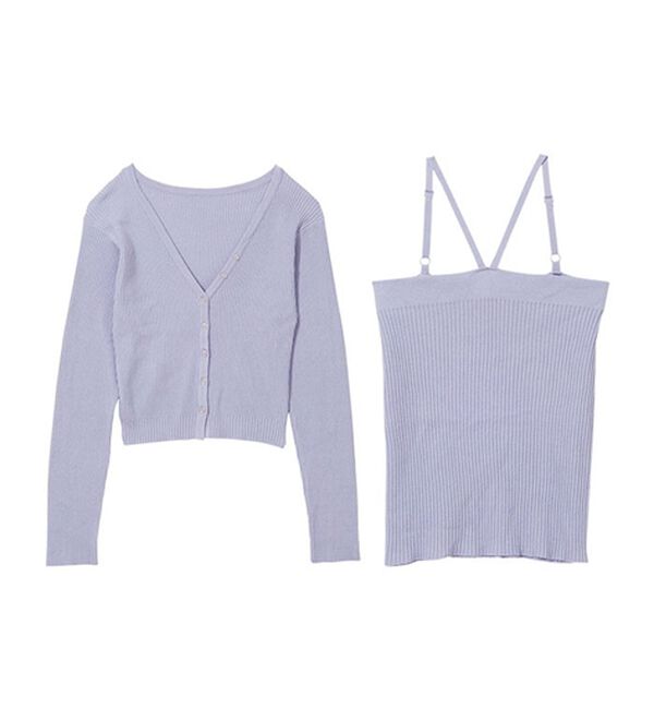 GeeRA（ジーラ）の「もちっと柔らかニットカーディガン＆キャミＳＥＴ（アンサンブル）」｜詳細画像