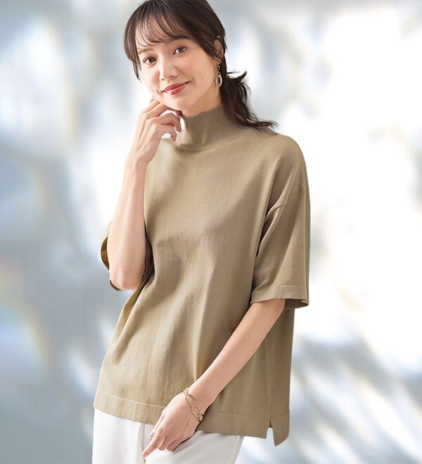 チラシ掲載】Tシャツが苦手な方に！ひんやり綿混ニットT - ベルーナ 