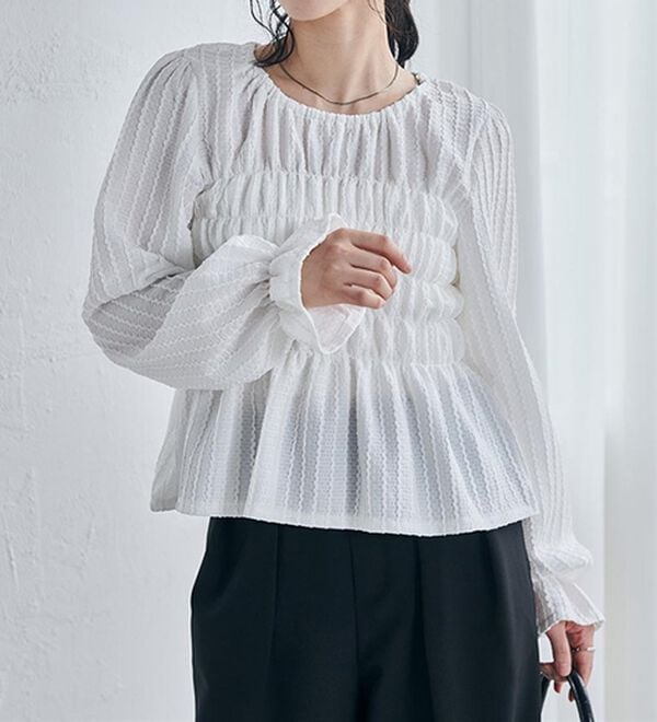 RANAN（ラナン）の「シャーリングカットブラウス（カットソー）」｜詳細画像