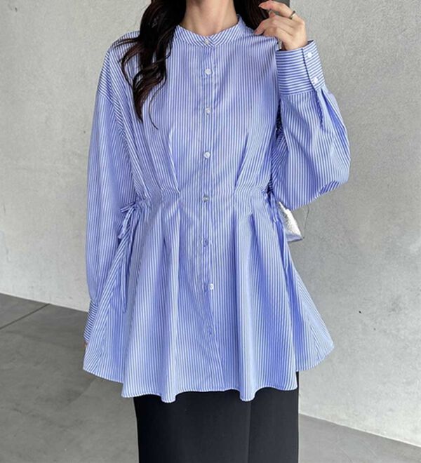 GeeRA（ジーラ）の「ウエストタックリボンシャツチュニック（チュニック）」｜詳細画像