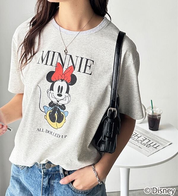 GeeRA（ジーラ）の「【Disney/ディズニー】別注/Mickey Mouse＆Minnie Mouse/ヴィンテージプリントTシャツ（カットソー）」｜詳細画像