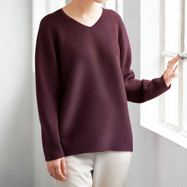 BELLUNA（ベルーナ）の「＜日本製＞ホールガーメントＶネックプルオーバー（ニット・セーター）」｜詳細画像