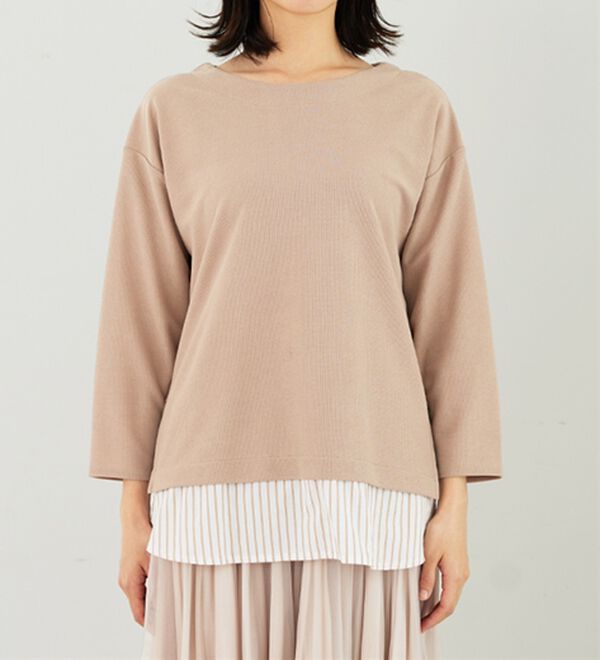 BELLUNA（ベルーナ）の「 ラメストライプシャツフェイクチュニック（チュニック）」｜詳細画像