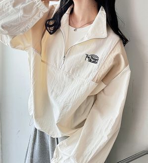 GeeRA（ジーラ）の「ハーフジップ配色ナイロンブルゾン（ブルゾン）」｜詳細画像