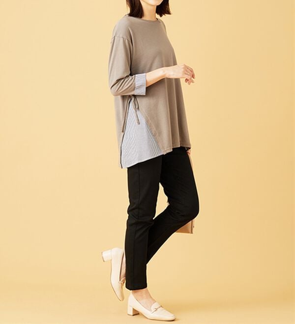 BELLUNA（ベルーナ）の「サイドリボンデザイン異素材切替チュニック（チュニック）」｜詳細画像