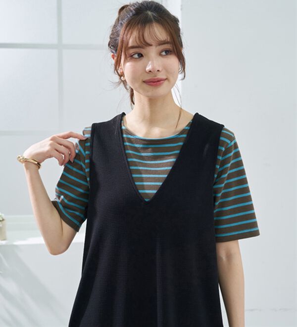 BELLUNA（ベルーナ）の「＜＆ｃｏｃｏｃｈｉ＞ハピネスコットン１００％なめらかボーダープルオーバー（カットソー）」｜詳細画像