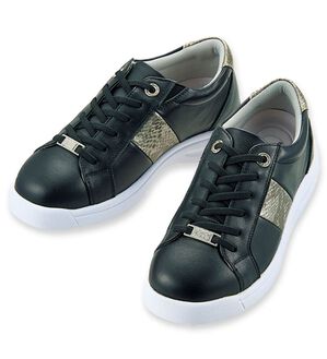 ルフラン（ルフラン）の「＜ラシーナリュクス＞ビジュー付パイソン切替レザースニーカー（スニーカー）」｜ブラック