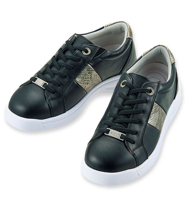 ルフラン（ルフラン）の「＜ラシーナリュクス＞ビジュー付パイソン切替レザースニーカー（スニーカー）」｜ブラック