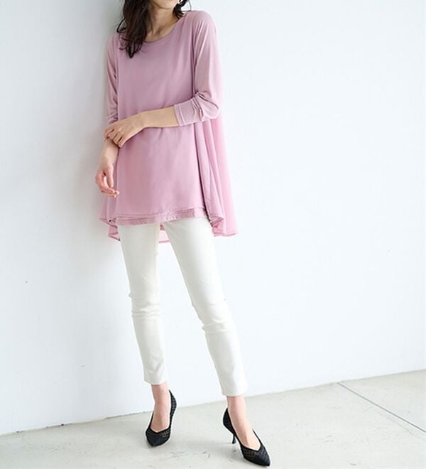 RANAN（ラナン）の「異素材切替フレアーチュニック（チュニック）」｜詳細画像