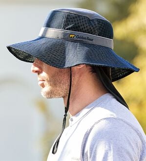 「＜ゴールデンベア＞画期的なメッシュ構造の涼風ハット（メンズ帽子）」｜ネイビー