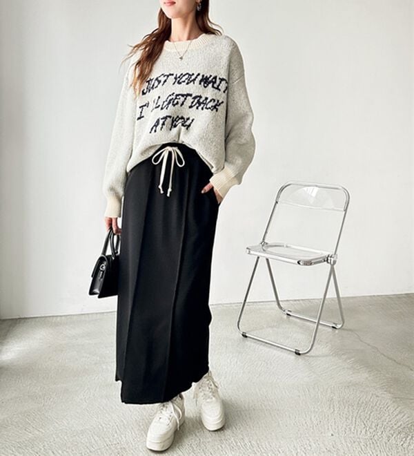 GeeRA（ジーラ）の「すっきり見え！フロントラインスウェットナロースカート（ロングスカート）」｜詳細画像