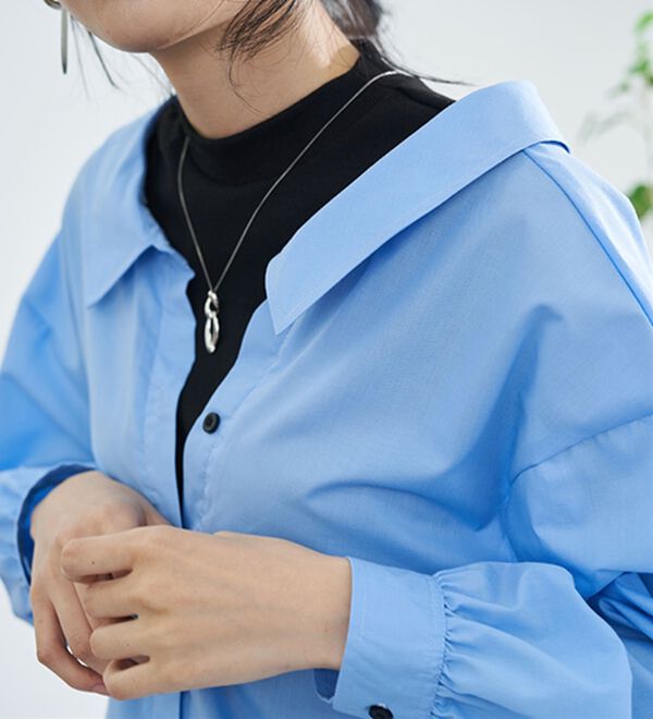 BELLUNA（ベルーナ）の「重ね着風抜き衿デザインシャツチュニック（チュニック）」｜詳細画像