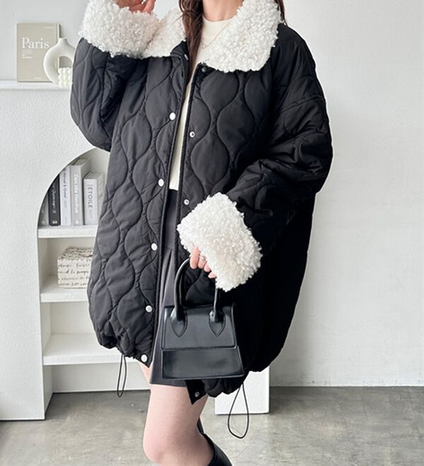 GeeRA（ジーラ）の「衿ボアミドル丈バルーンキルティングブルゾン（ブルゾン）」｜詳細画像