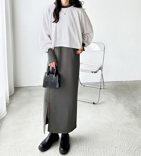 GeeRA（ジーラ）の「配色裏毛スウェットセットアップワンピース（カットソーワンピース）」｜詳細画像