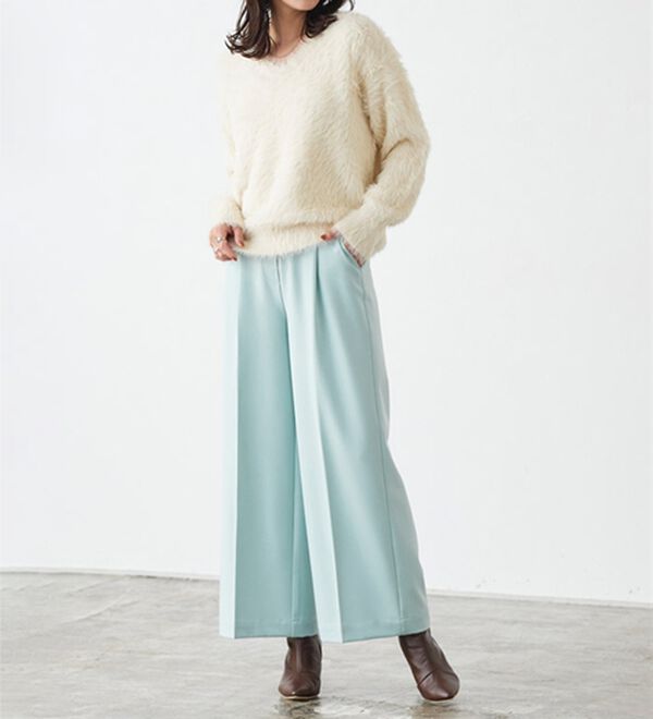 Pierrot（ピエロ）の「【選べる丈】楽ちんきれい高見えワイドパンツ（ワイドパンツ・ガウチョ）」｜詳細画像