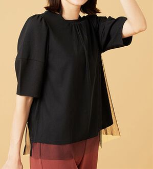 BELLUNA（ベルーナ）の「ランタンスリーブチュール重ねプルオーバー（カットソー）」｜ブラック