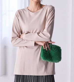 RANAN（ラナン）の「＜ＢＣ＞綿１００％×吸湿発熱！あったか裾スリットロングプルオーバー（カットソー）」｜ライトグレー