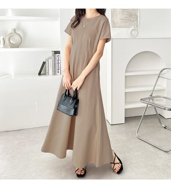 GeeRA（ジーラ）の「前後2WAYハーフジップフレンチ袖ワンピース（カットソーワンピース）」｜詳細画像