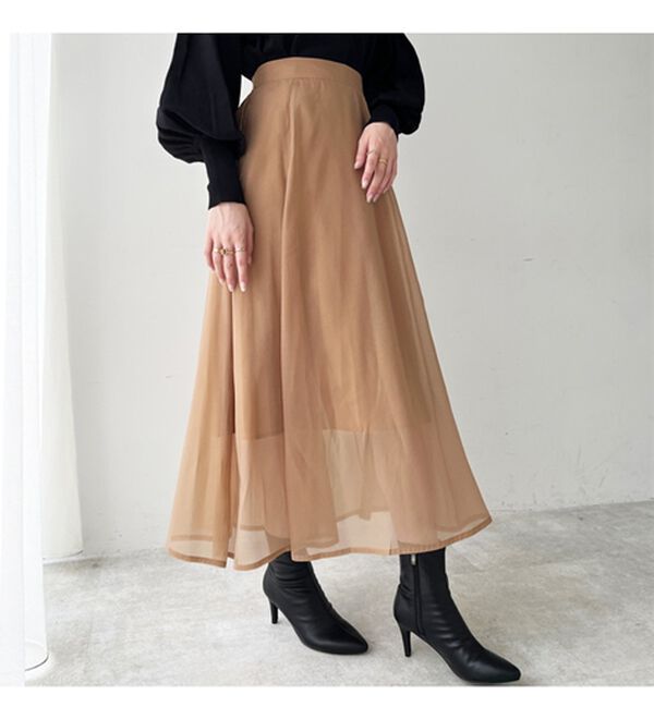 GeeRA（ジーラ）の「シアーデザインフレアーロングスカート（ロングスカート）」｜詳細画像