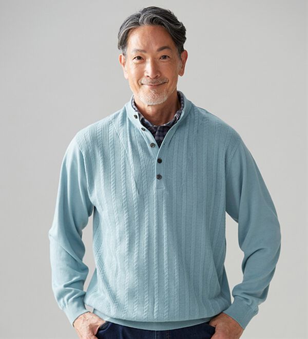 「【３枚組】楽々お洒落見えダブル衿セーター（メンズシャツ）」｜詳細画像