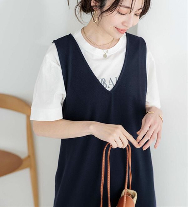 BELLUNA（ベルーナ）の「【２点セット】ロゴＴシャツ付ワンピースアンサンブル（アンサンブル）」｜詳細画像