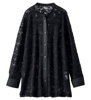 BELLUNA（ベルーナ）の「ビンテージレース素材シャツチュニック（チュニック）」｜黒