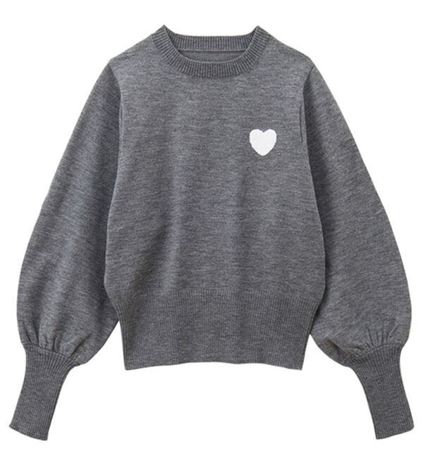 GeeRA（ジーラ）の「ハート刺繍ボリューム袖ニット（ニット・セーター）」｜詳細画像