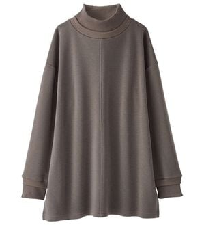 BELLUNA（ベルーナ）の「リブ使いがかわいい裏起毛トレーナー（チュニック）」｜チャコール