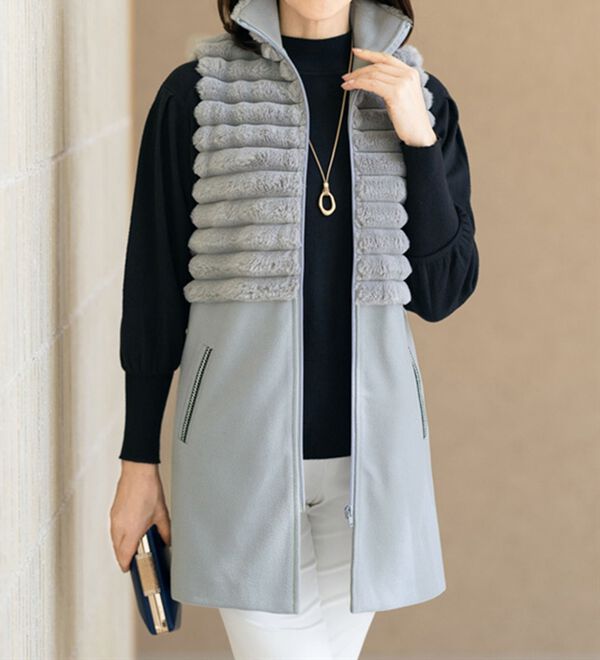 ルフラン（ルフラン）の「フェイクファー切替えロングベスト（ベスト）」｜詳細画像