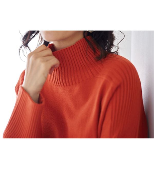 BELLUNA（ベルーナ）の「トレーナーがカジュアルすぎる方に！洗えるリブハイネックニット（ニット・セーター）」｜詳細画像