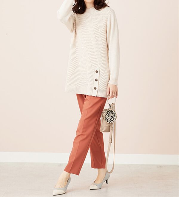 BELLUNA（ベルーナ）の「編地切替サイドボタンチュニック（チュニック）」｜詳細画像