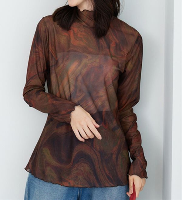 BELLUNA（ベルーナ）の「【重ね着インナー】シアー素材ハイネックインナープルオーバー（カットソー）」｜詳細画像