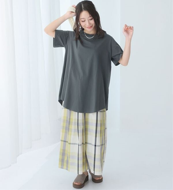 A HAPPY MARILYN（アハッピーマリリン）の「【Ｌ～９Ｌ】綿１００％！まるで魔法のお腹カバー裾フレアＴシャツ（Tシャツ）」｜詳細画像