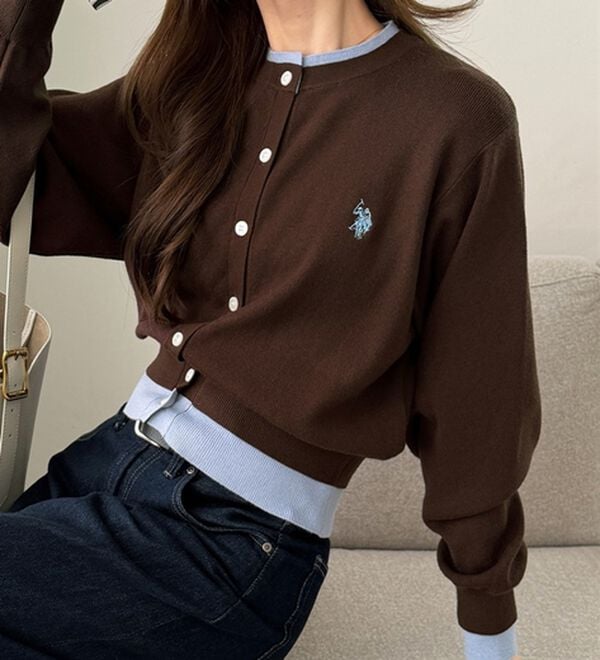 GeeRA（ジーラ）の「【U.S. POLO ASSN.】レイヤード風バイカラーカーデ（ニットカーディガン）」｜詳細画像