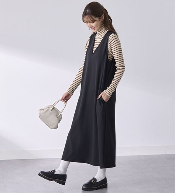 BELLUNA（ベルーナ）の「【選べる丈】シュッと体型カバー！ジャストフィットらくらくジャンパースカート（ジャンパースカート）」｜詳細画像