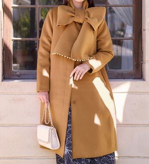 alotta（アロッタ）の「マフラー付ノーカラーロングコート（ロングコート）」｜詳細画像