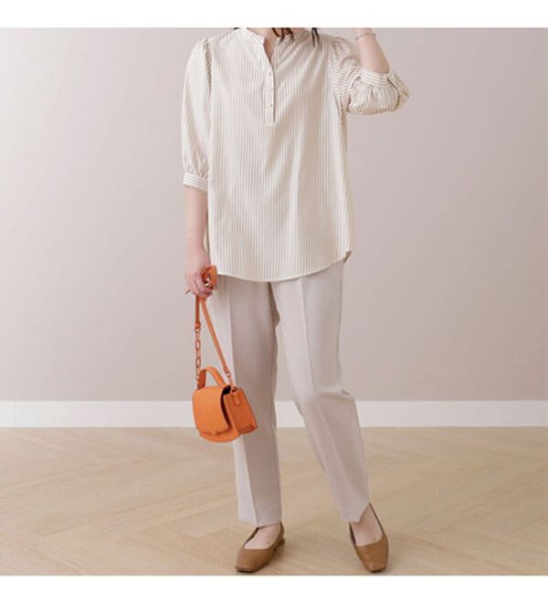 BELLUNA（ベルーナ）の「ストライプ素材パール使いブラウス（ブラウス）」｜詳細画像