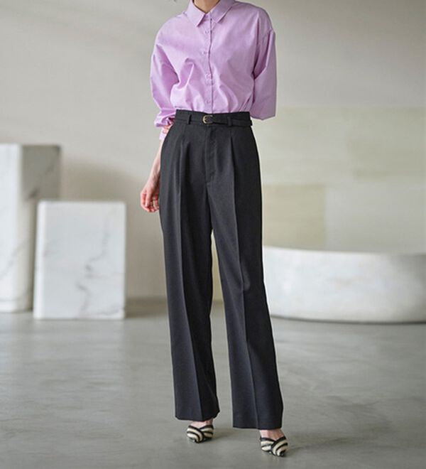 RANAN（ラナン）の「洗える！ベルト付ワイドパンツ（ワイドパンツ・ガウチョ）」｜詳細画像