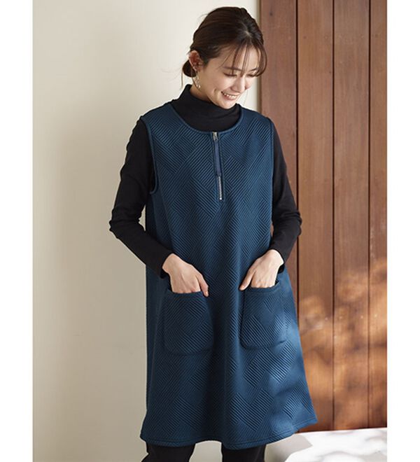 BELLUNA（ベルーナ）の「【２枚組】ジップデザインジャカードジャンパースカート（ジャンパースカート）」｜詳細画像