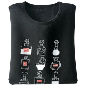 BELLUNA（ベルーナ）の「綿１００％プリントＴシャツ（Tシャツ）」｜黒・香水