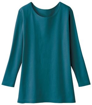 LAVIENNE（ラヴィエンヌ）の「＜カラフルコットン＞綿１００％クルーネックプルオーバー（８分袖）（肌着・インナーウェア）」｜ターコイズブルー