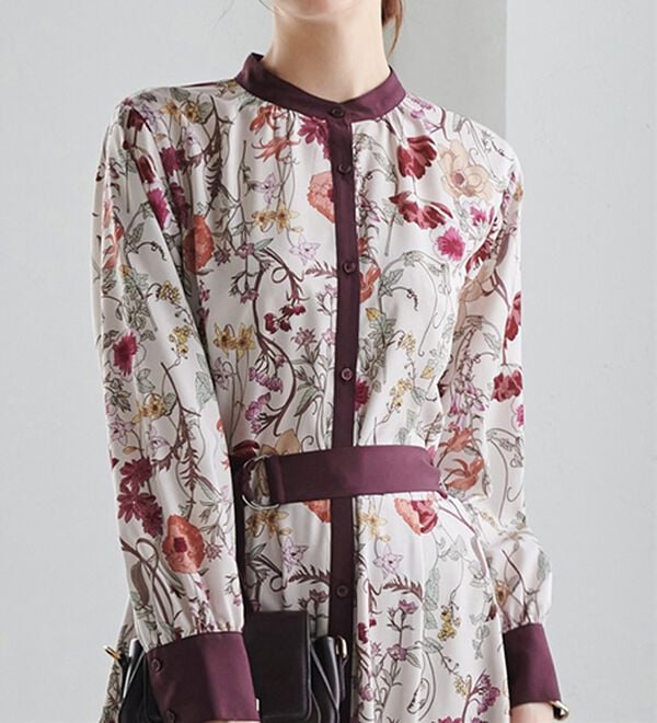 配色ボタニカルシャツワンピース - ベルーナ【公式】