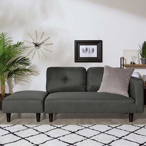 iellio（イエリオ）の「オットマン付カジュアルカウチソファ＜ソファベッド・ソファーベッド・２人掛け・３人掛け・カウチソファー・ローソファ＞（ソファ）」｜ダークグレー