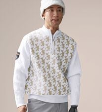 「＜ロッキーラビット＞シャドー柄ハーフジップセーター（メンズニット・セーター）」